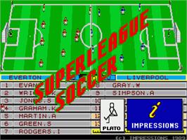 Title screen of Superleague Soccer on the Commodore Amiga.